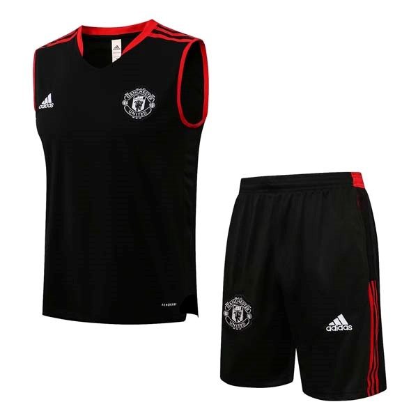 Camiseta Manchester United Sin Mangas Conjunto Completo 2022 Negro 1